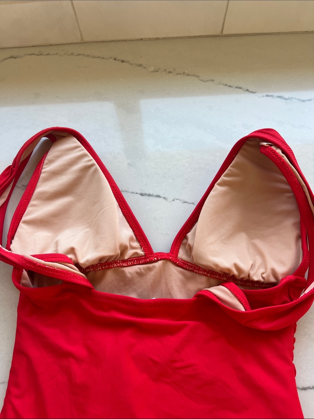 J. Crew Red One-Piece Ruched Swimsuit - Picture 5 of 6